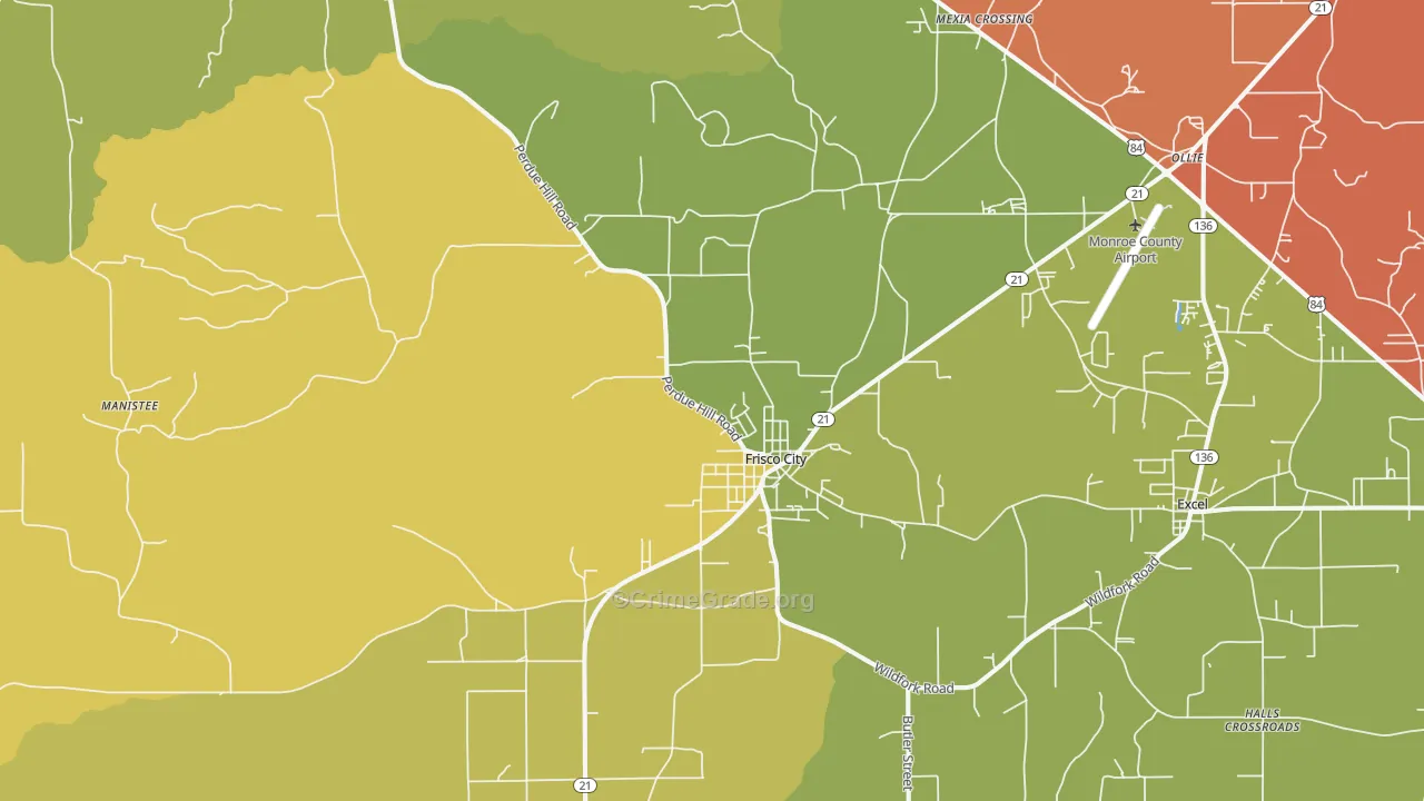 36445, AL Map of Drug-Related Crime Rates