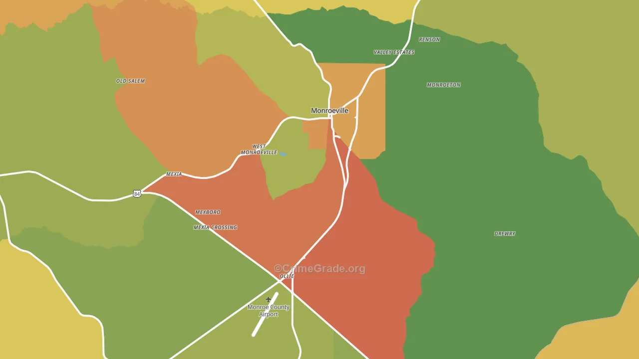 36460, AL Map of Drug-Related Crime Rates