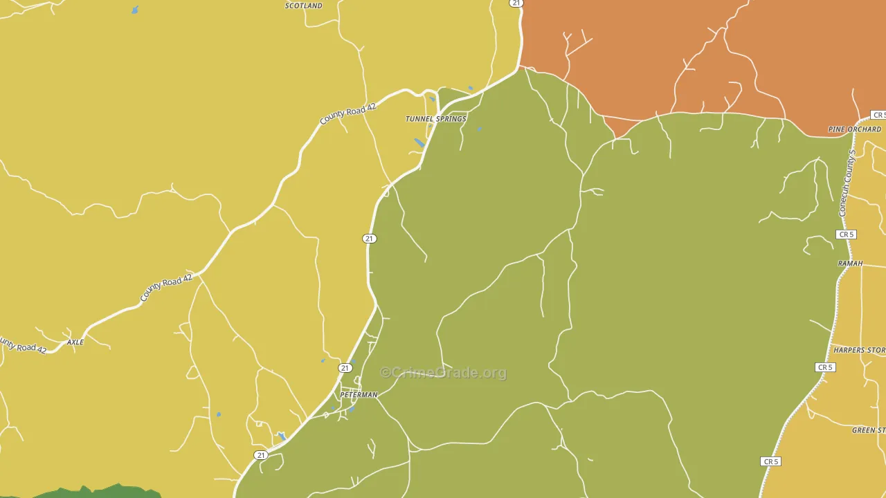 36471, AL Map of Drug-Related Crime Rates