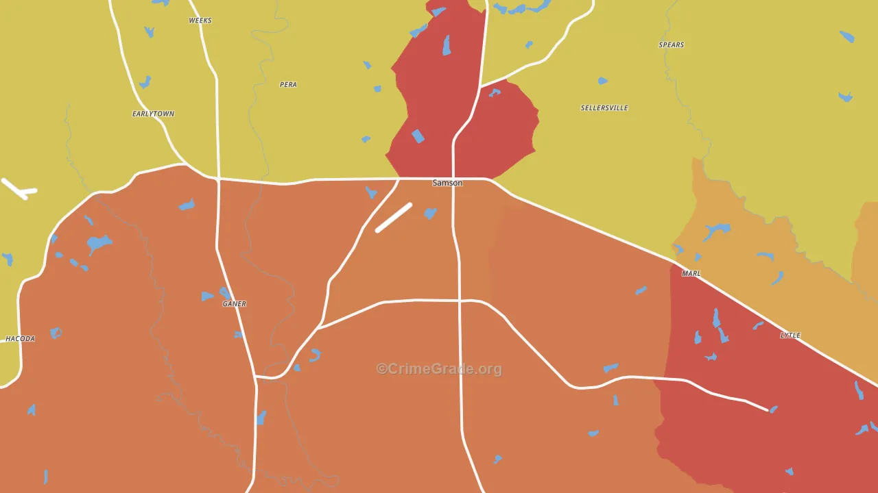 36477, AL Map of Drug-Related Crime Rates