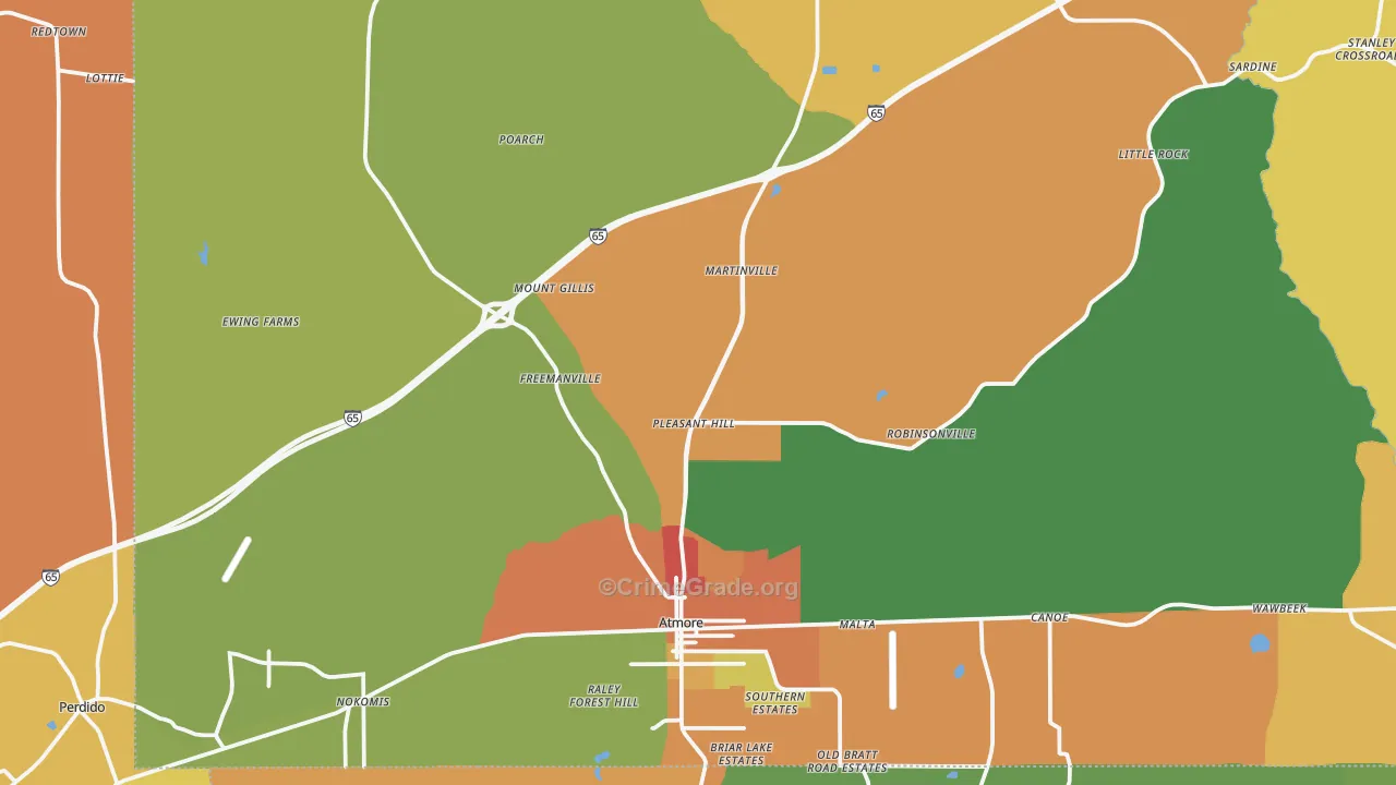 36502, AL Map of Drug-Related Crime Rates