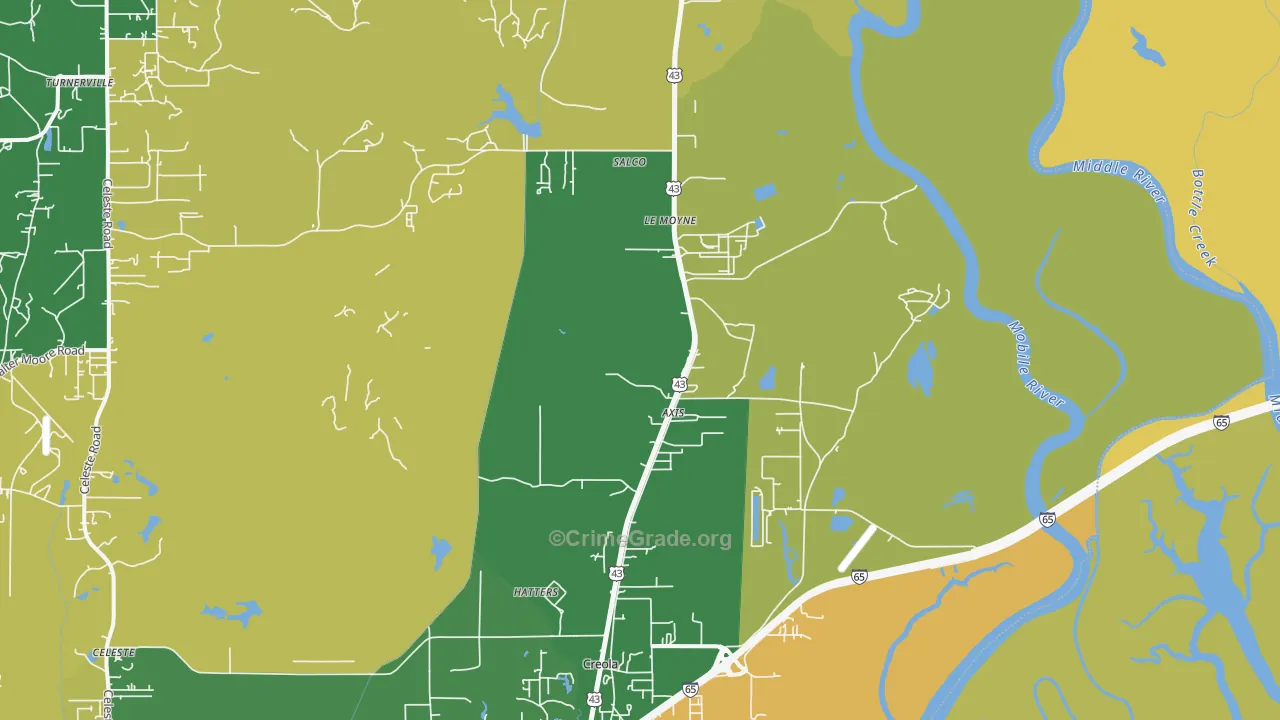 36505, AL Map of Drug-Related Crime Rates