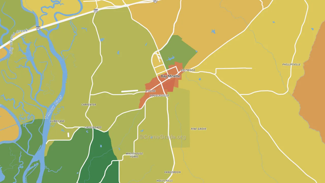 36507, AL Map of Drug-Related Crime Rates