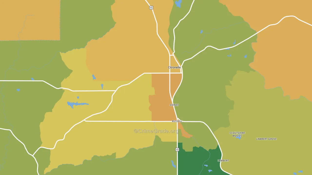 36522, AL Map of Drug-Related Crime Rates