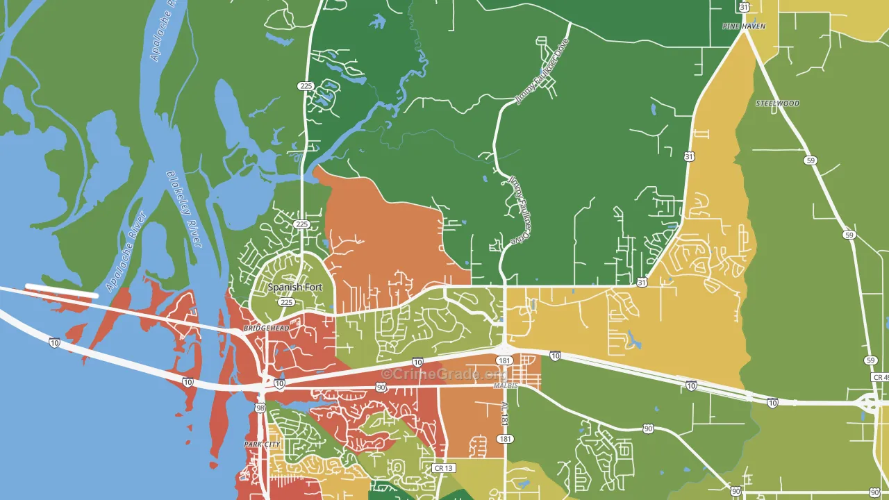 36527, AL Map of Drug-Related Crime Rates