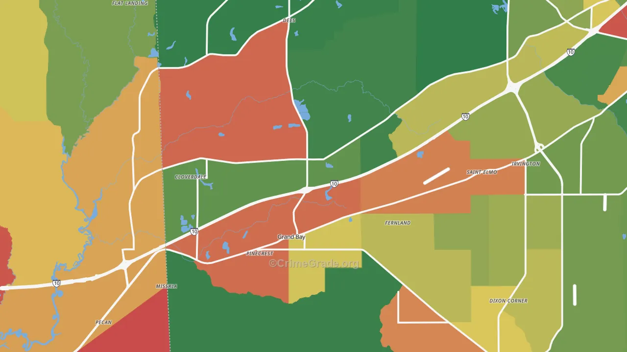 36541, AL Map of Drug-Related Crime Rates