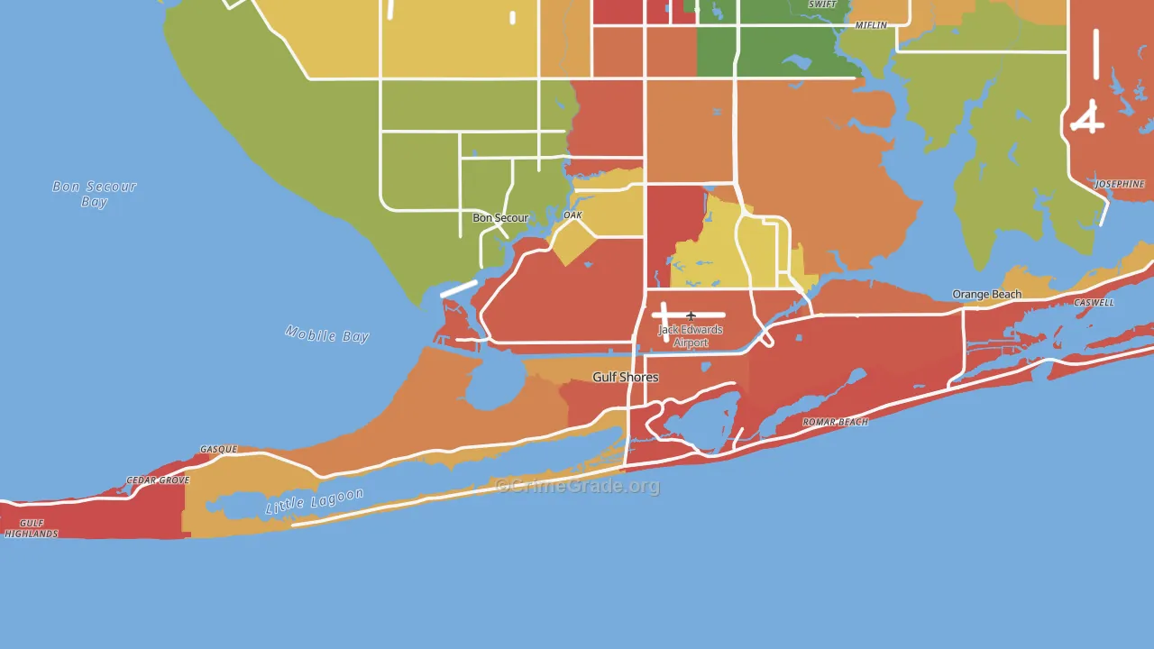 36542, AL Map of Drug-Related Crime Rates