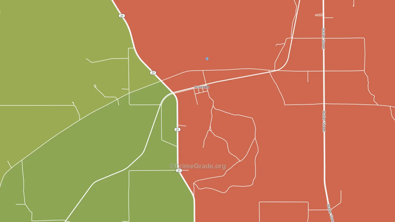 36543, AL Map of Drug-Related Crime Rates