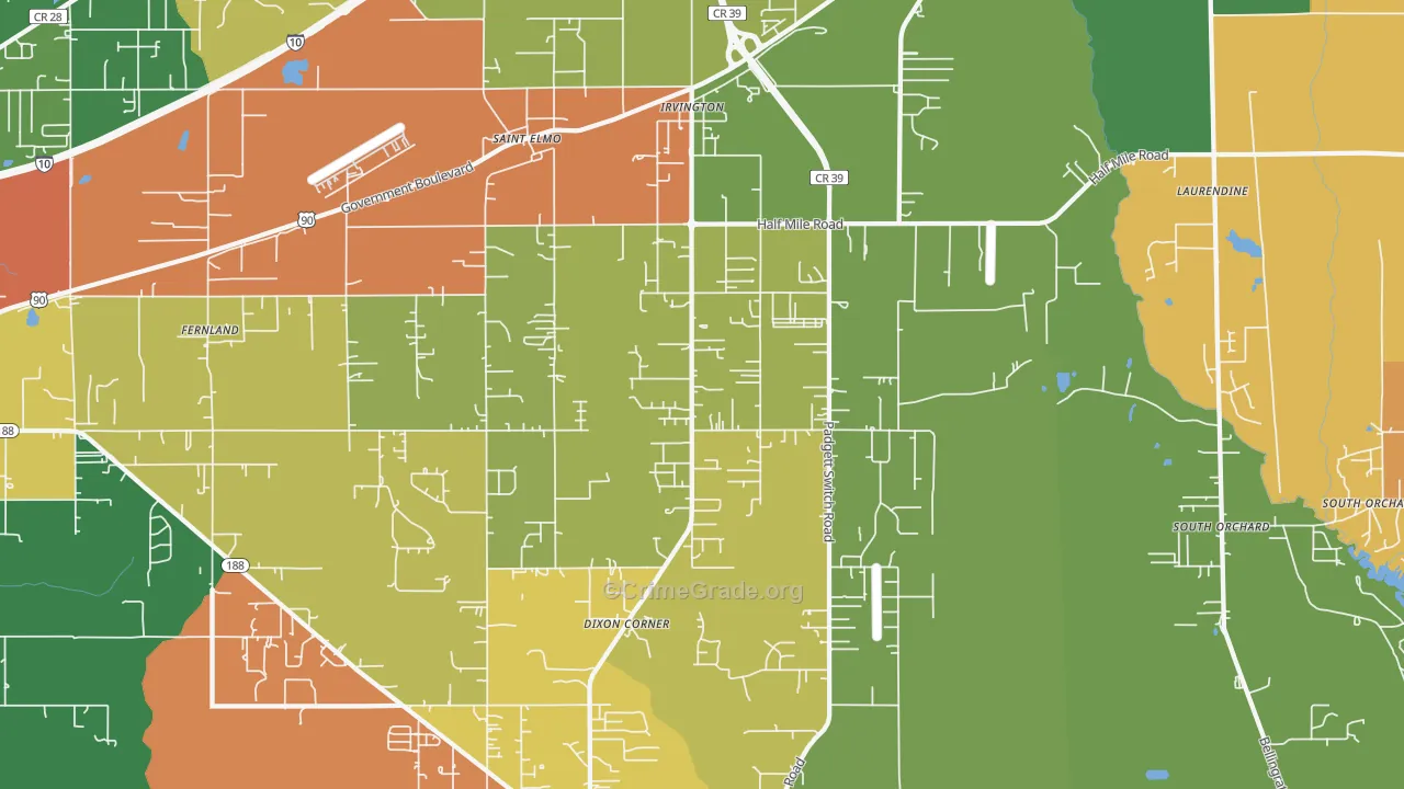 36544, AL Map of Drug-Related Crime Rates