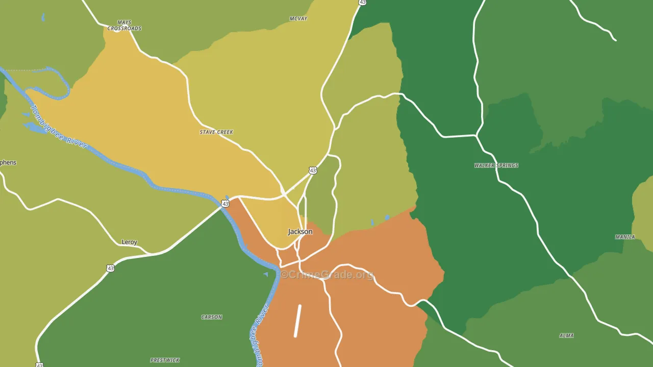 36545, AL Map of Drug-Related Crime Rates