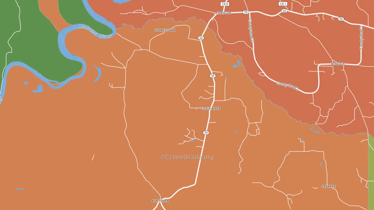 36550, AL Map of Drug-Related Crime Rates