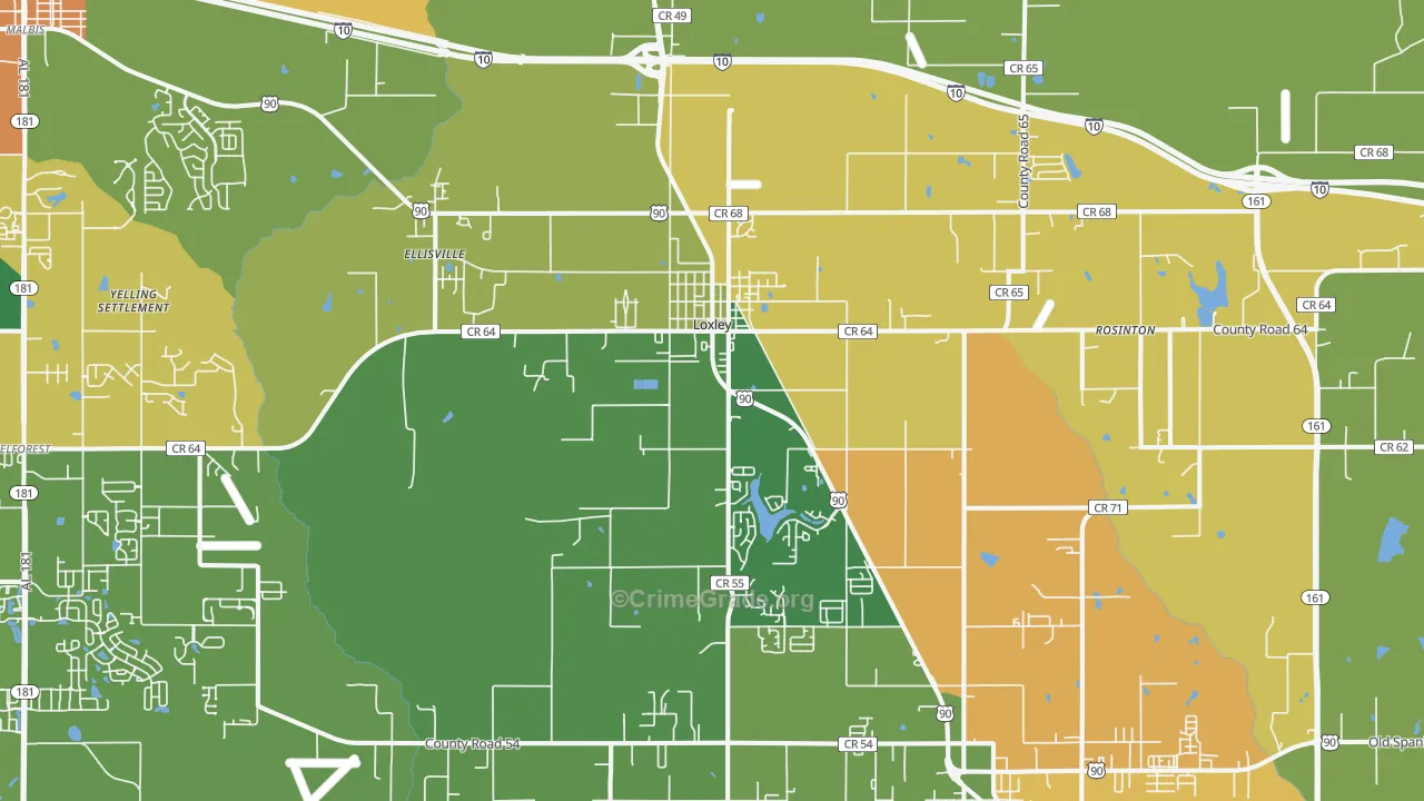 36551, AL Map of Drug-Related Crime Rates