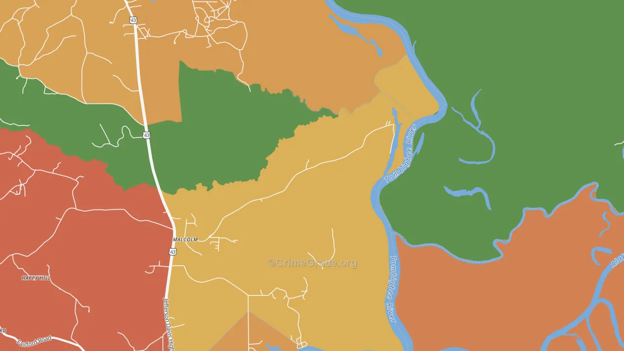 36556, AL Map of Drug-Related Crime Rates