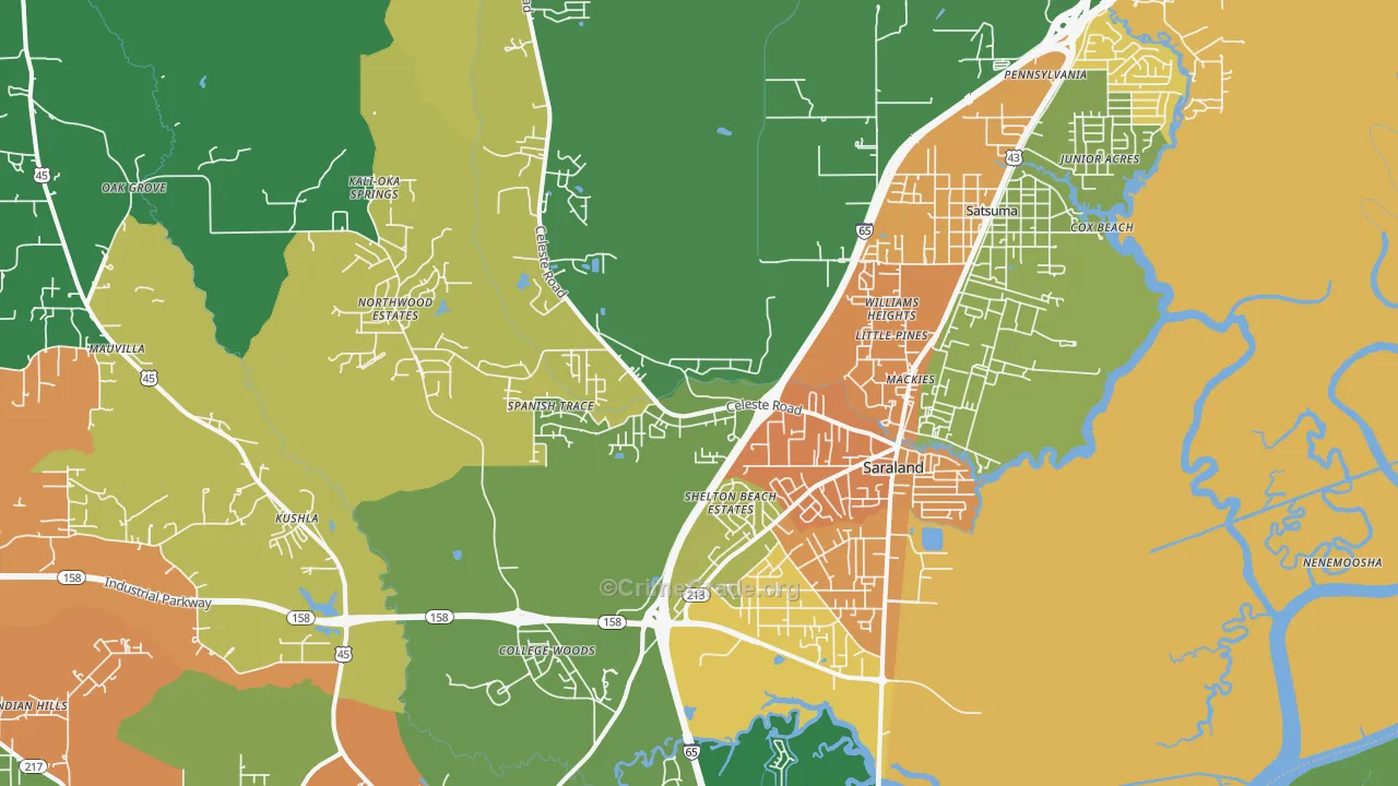 36571, AL Map of Drug-Related Crime Rates