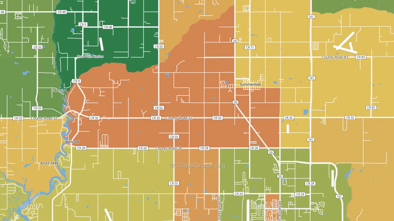 36580, AL Map of Drug-Related Crime Rates