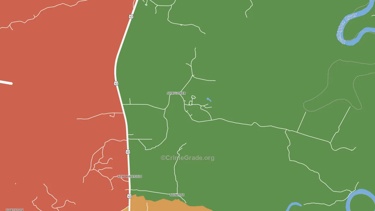 36581, AL Map of Drug-Related Crime Rates