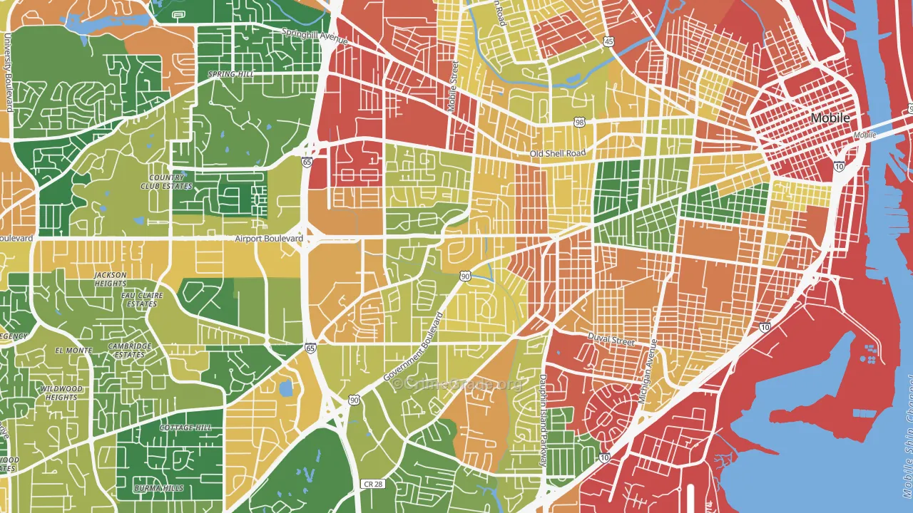 36606, AL Map of Drug-Related Crime Rates