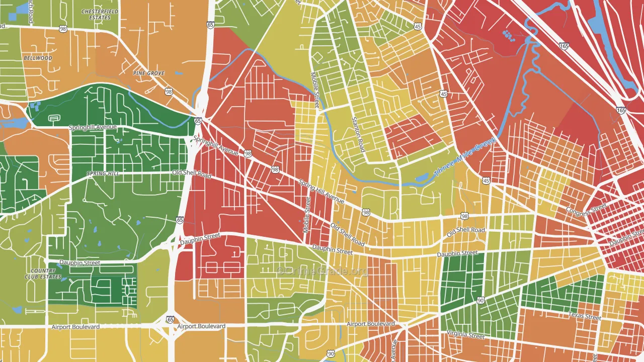 36607, AL Map of Drug-Related Crime Rates