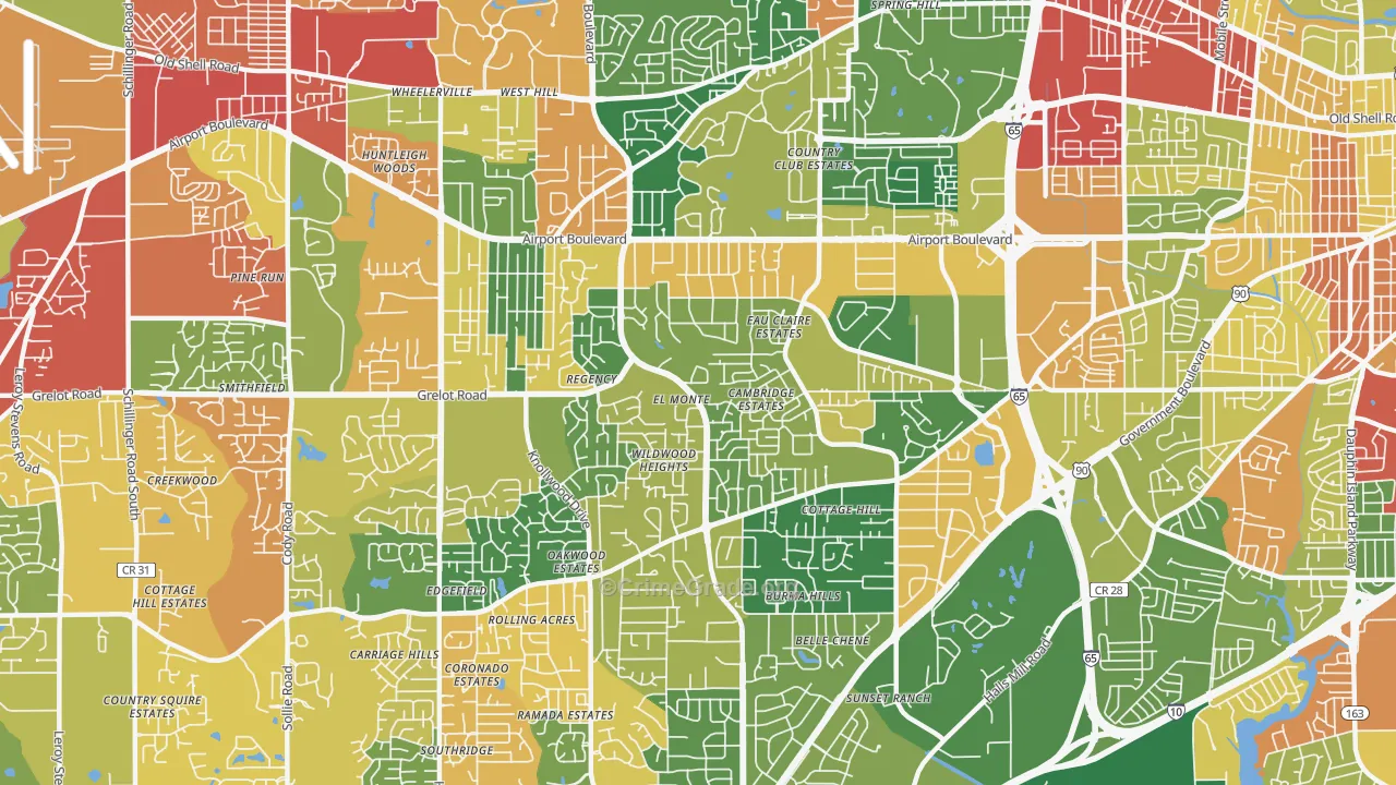 36609, AL Map of Drug-Related Crime Rates