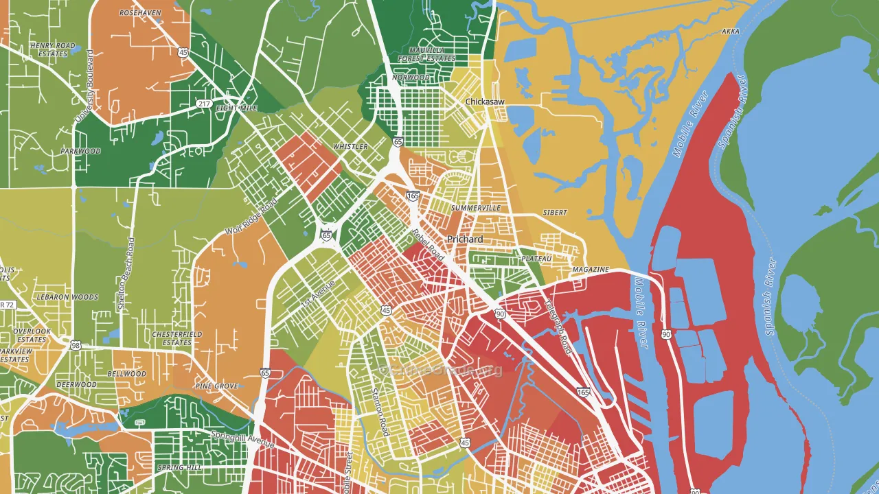 36610, AL Map of Drug-Related Crime Rates