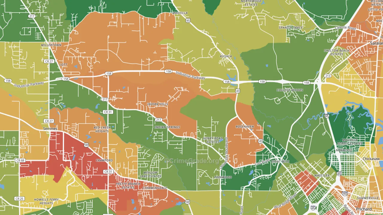 36613, AL Map of Drug-Related Crime Rates