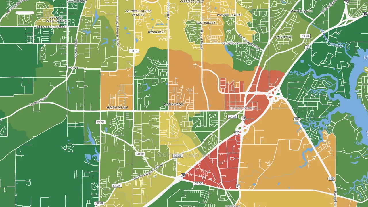 36619, AL Map of Drug-Related Crime Rates
