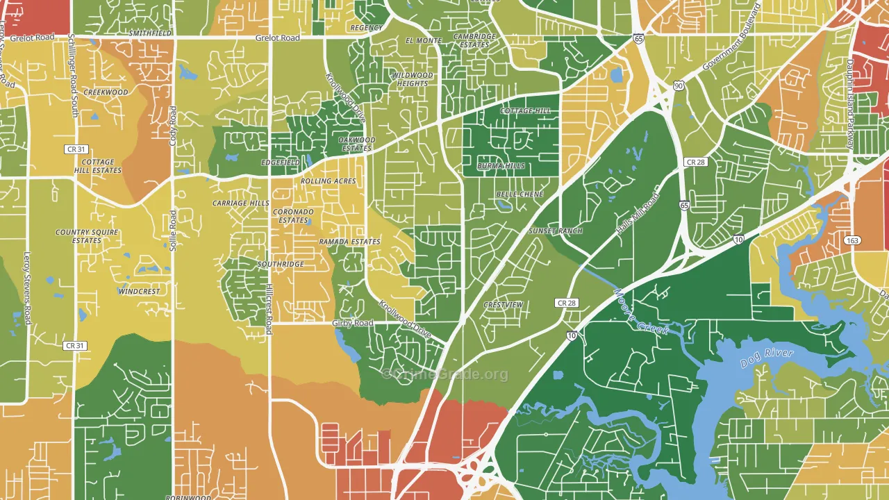 36693, AL Map of Drug-Related Crime Rates