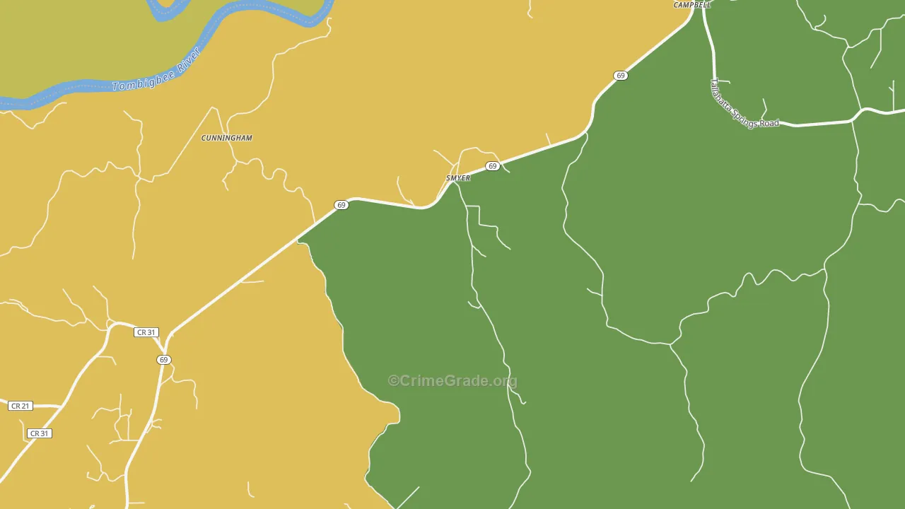 36727, AL Map of Drug-Related Crime Rates