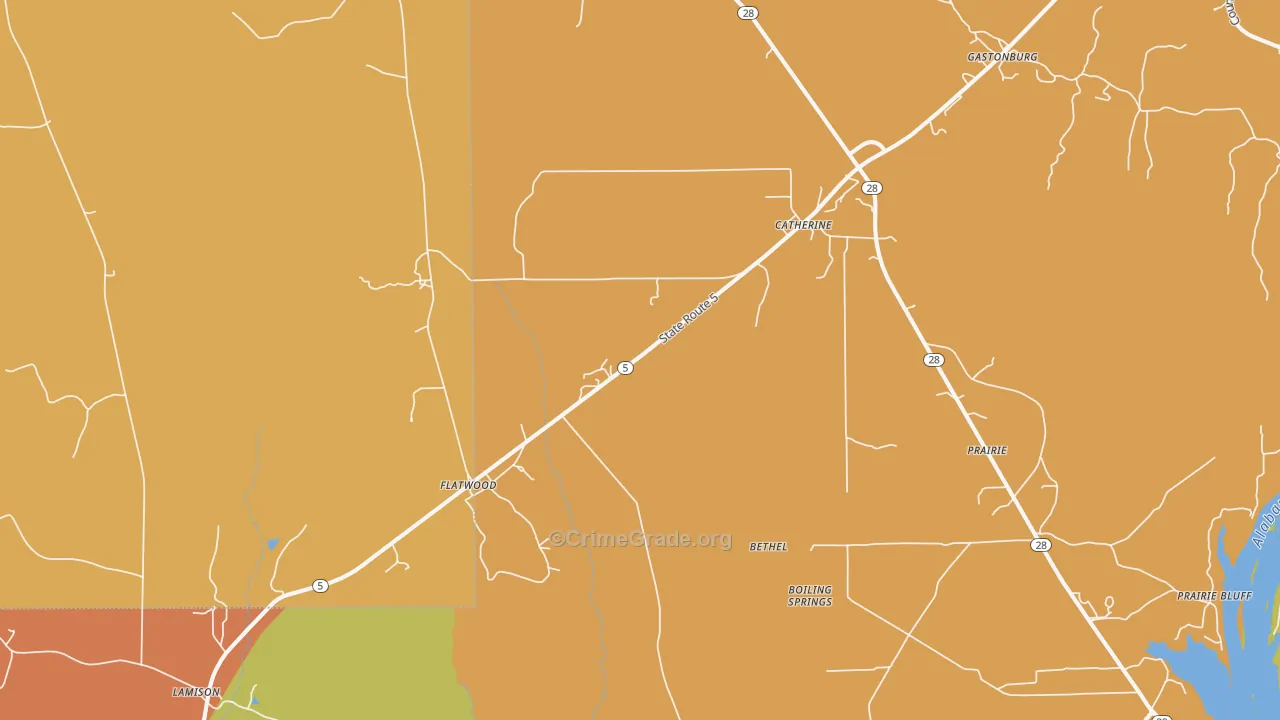 36728, AL Map of Drug-Related Crime Rates