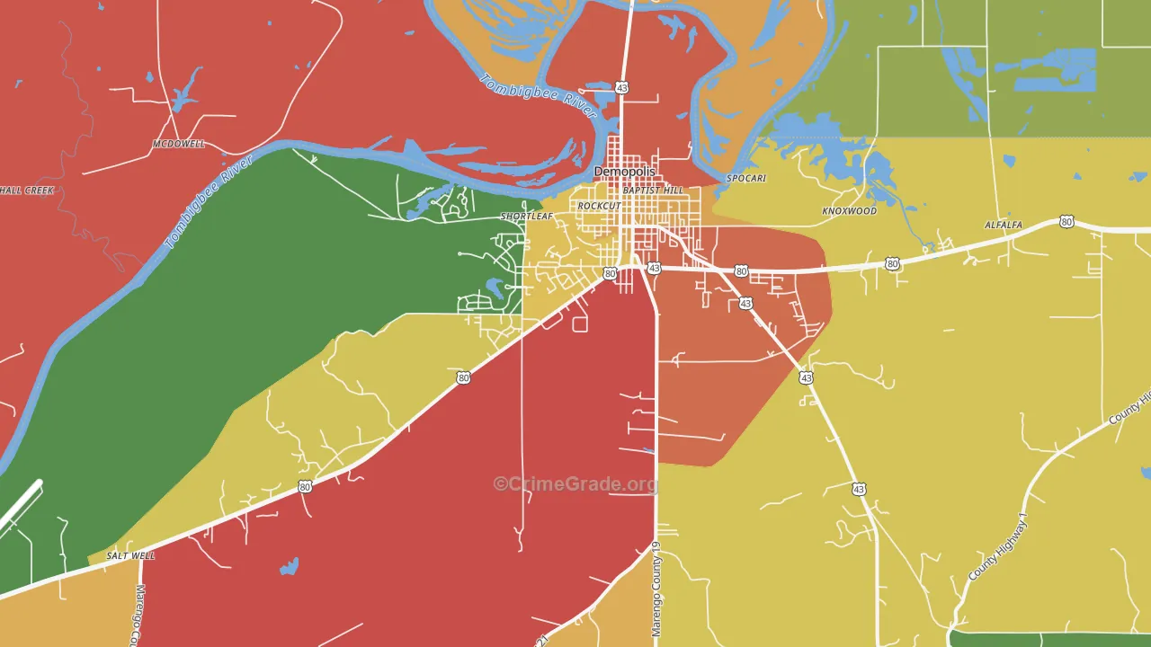 36732, AL Map of Drug-Related Crime Rates