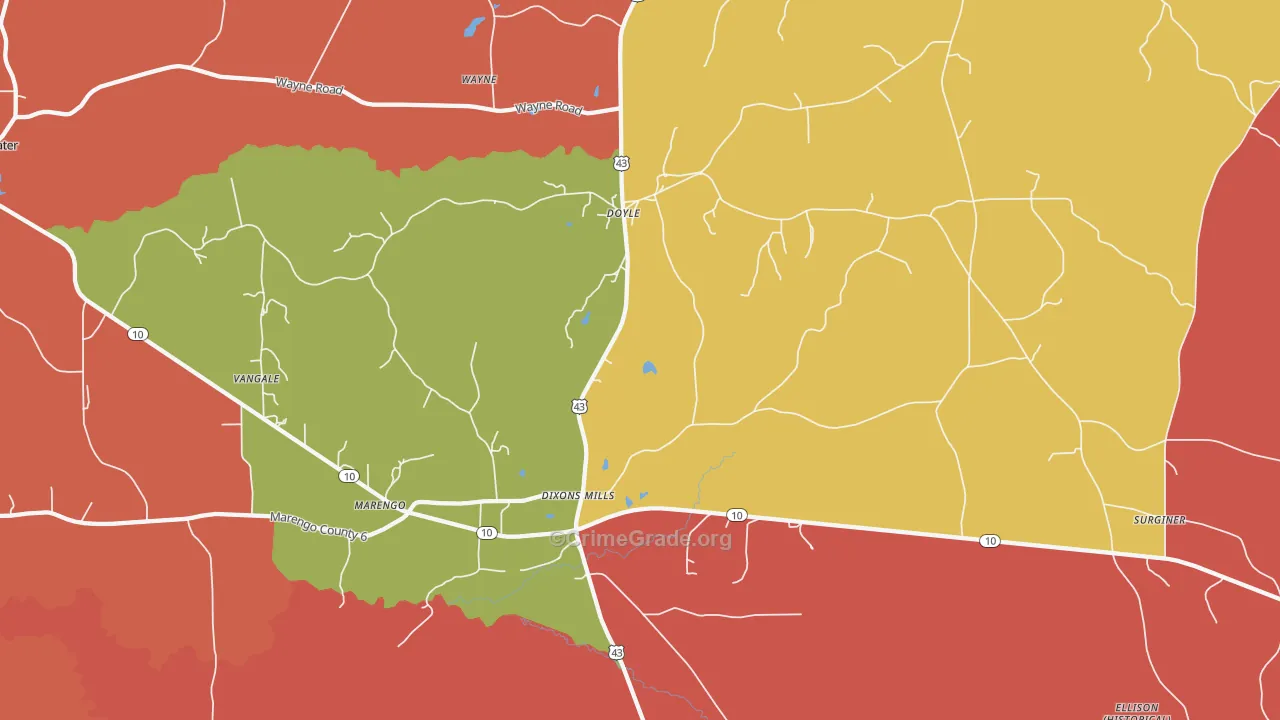 36736, AL Map of Drug-Related Crime Rates