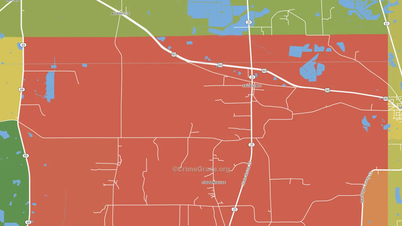 36738, AL Map of Drug-Related Crime Rates