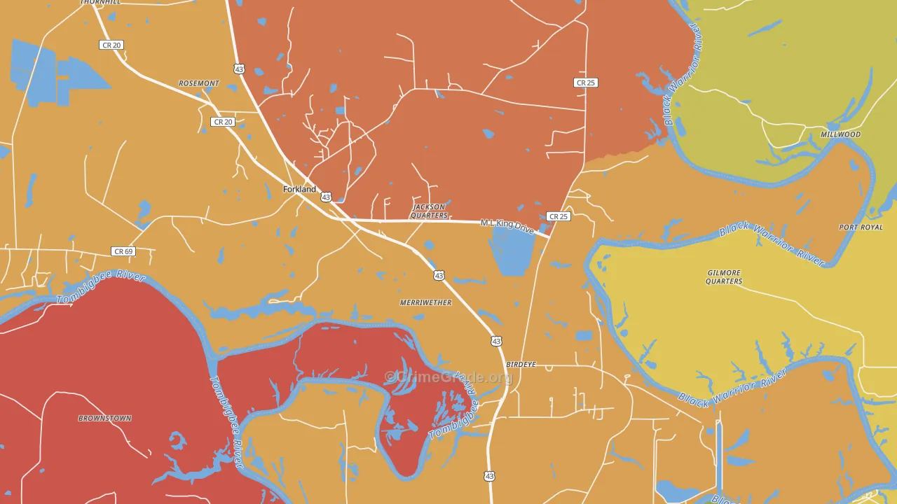 36740, AL Map of Drug-Related Crime Rates