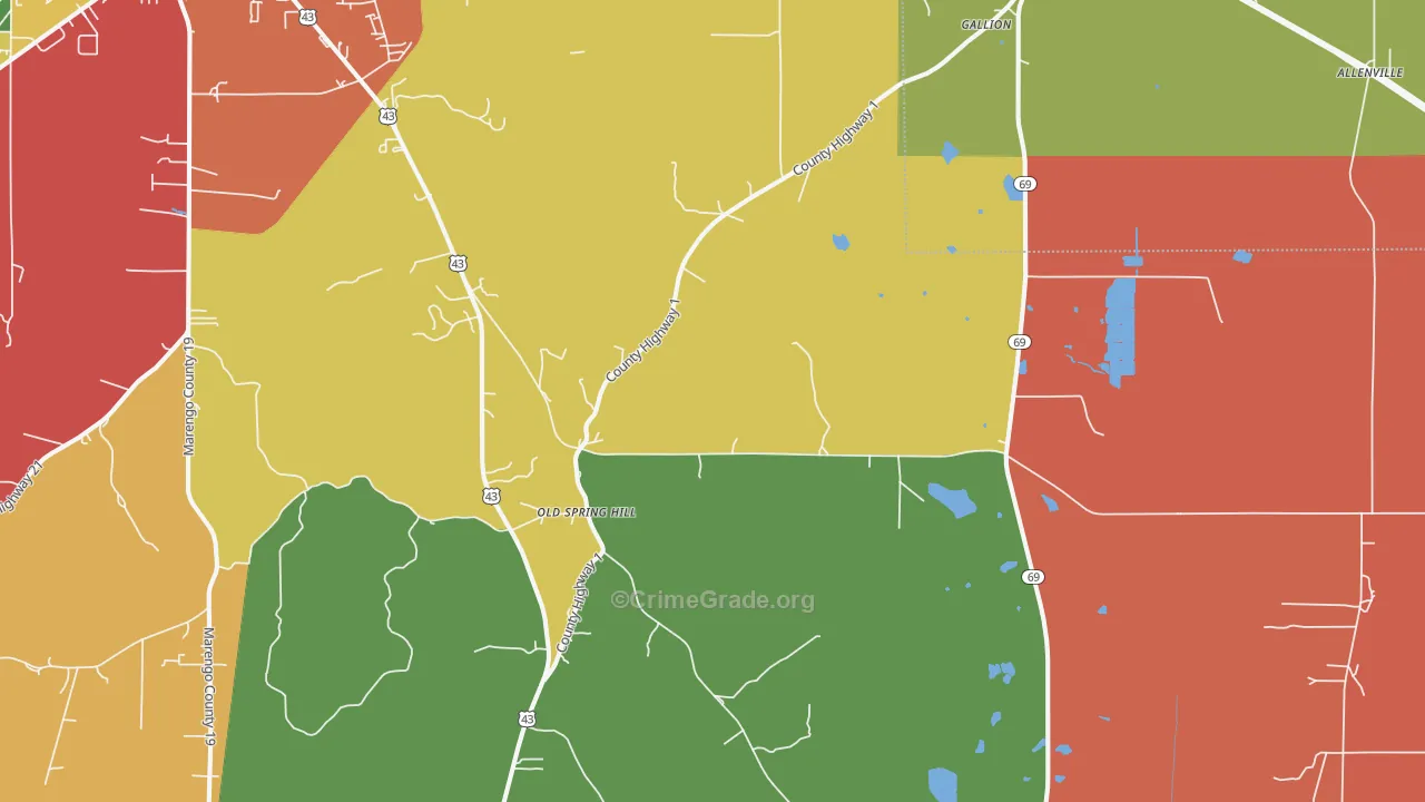 36742, AL Map of Drug-Related Crime Rates