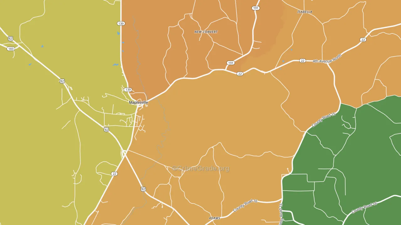 36750, AL Map of Drug-Related Crime Rates