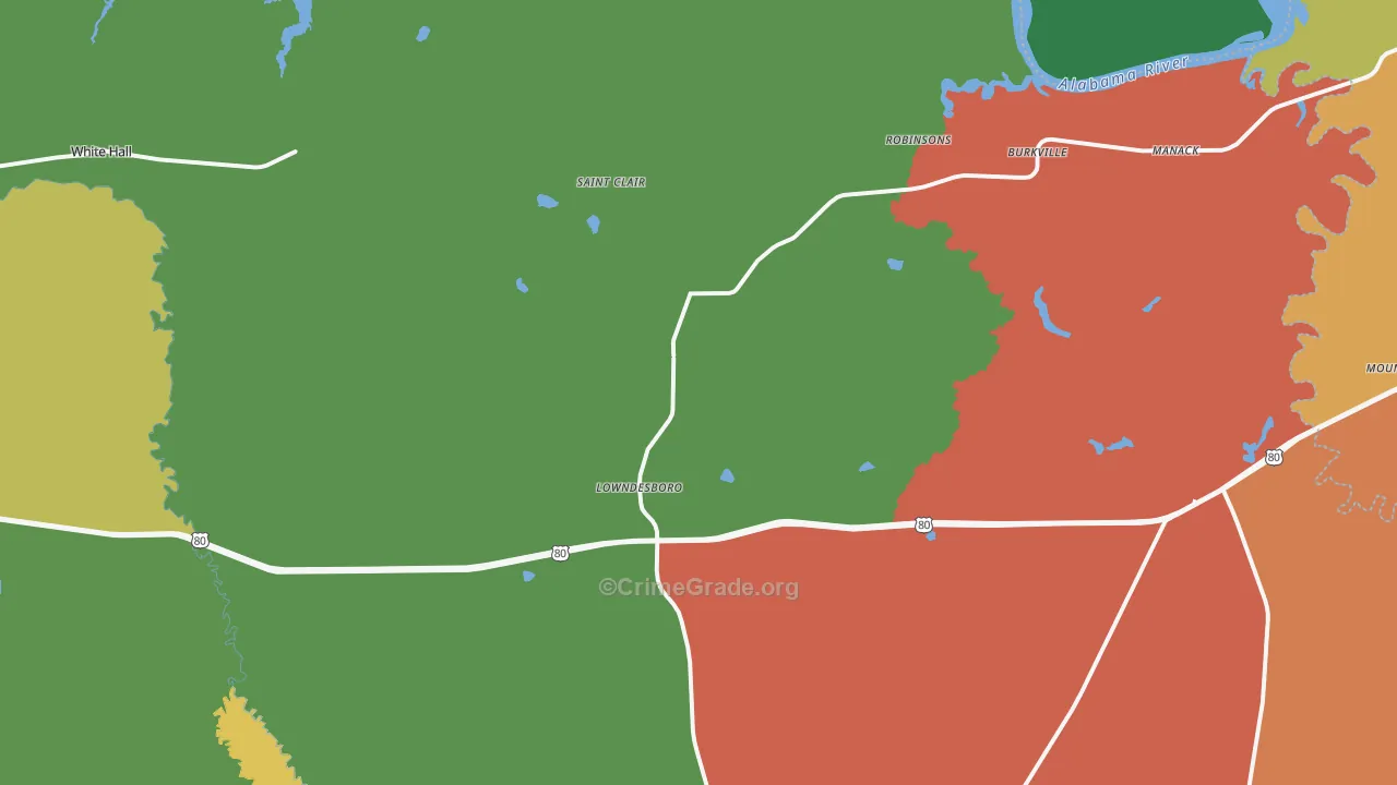 36752, AL Map of Drug-Related Crime Rates