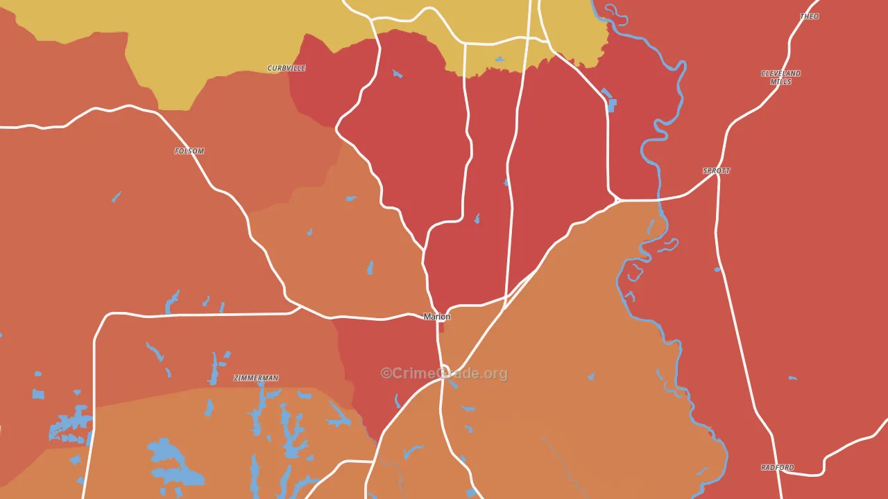 36756, AL Map of Drug-Related Crime Rates