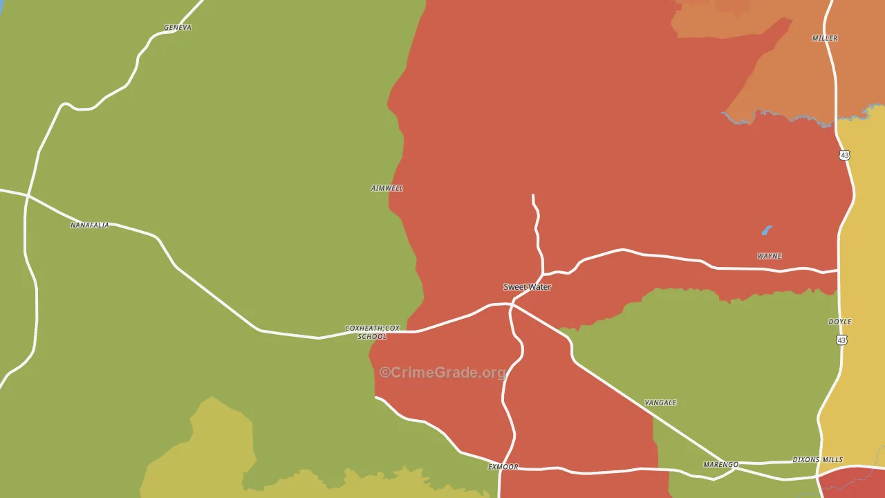 36782, AL Map of Drug-Related Crime Rates