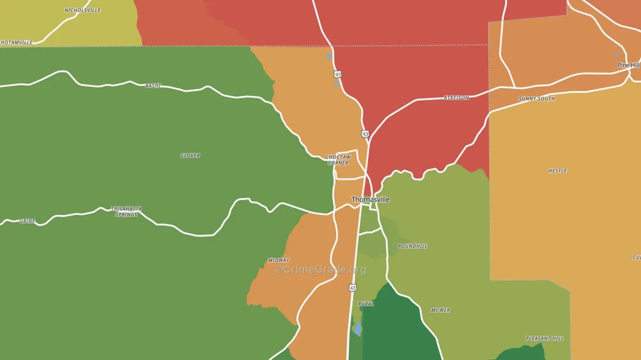 36784, AL Map of Drug-Related Crime Rates