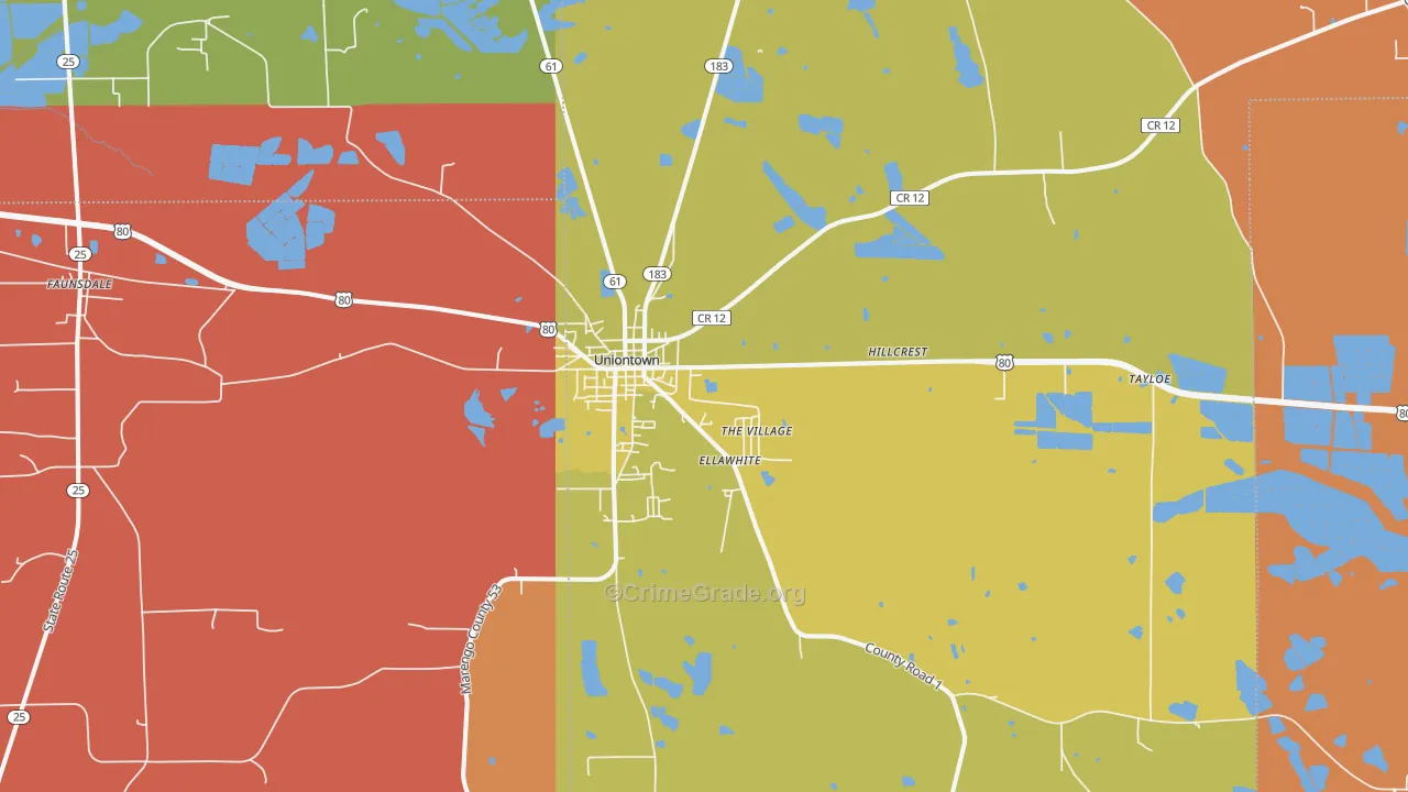 36786, AL Map of Drug-Related Crime Rates