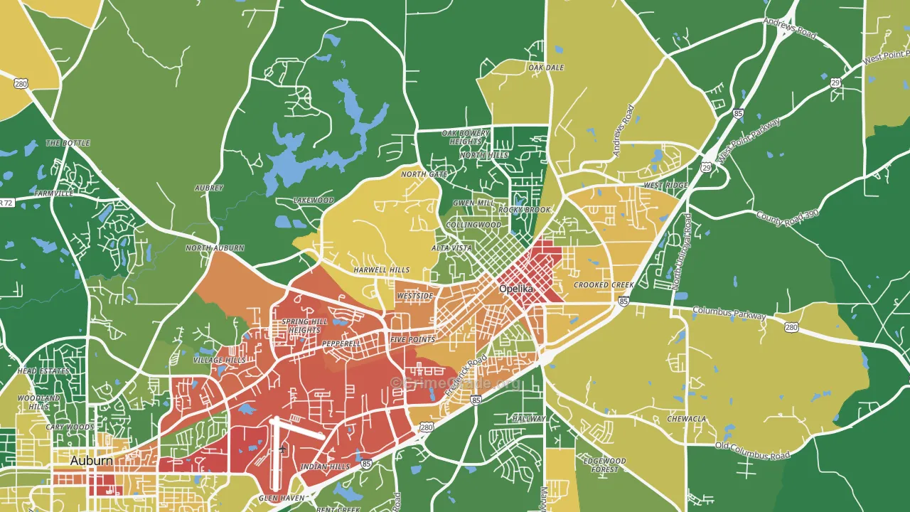 36801, AL Map of Drug-Related Crime Rates