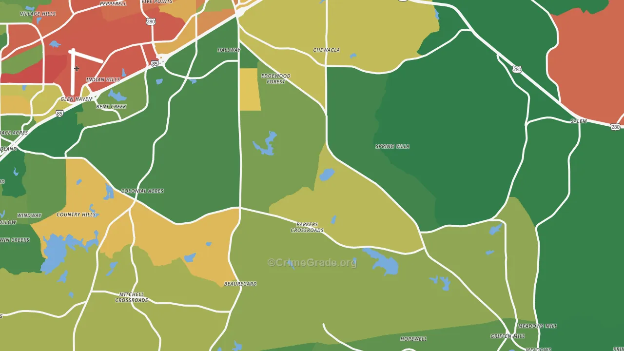 36804, AL Map of Drug-Related Crime Rates