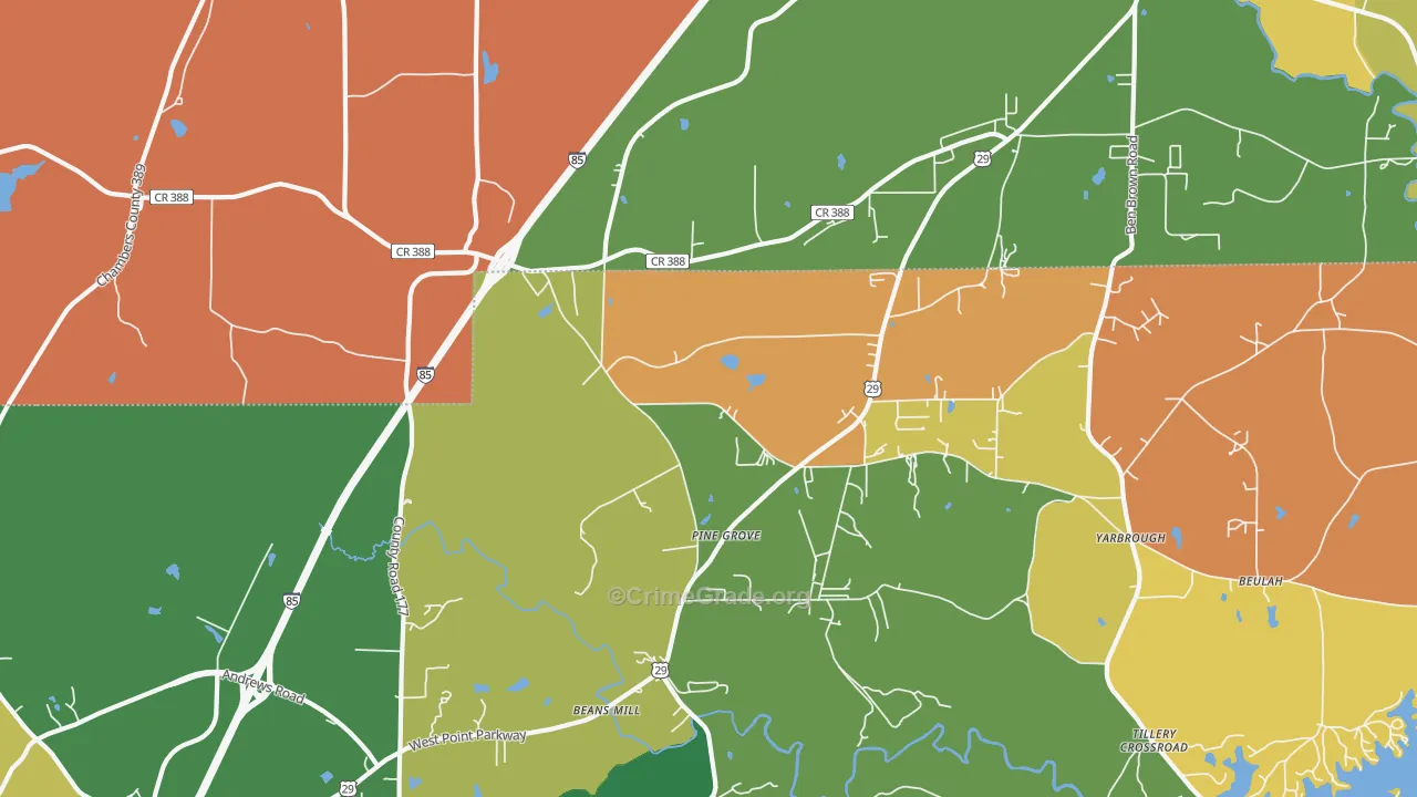 36852, AL Map of Drug-Related Crime Rates