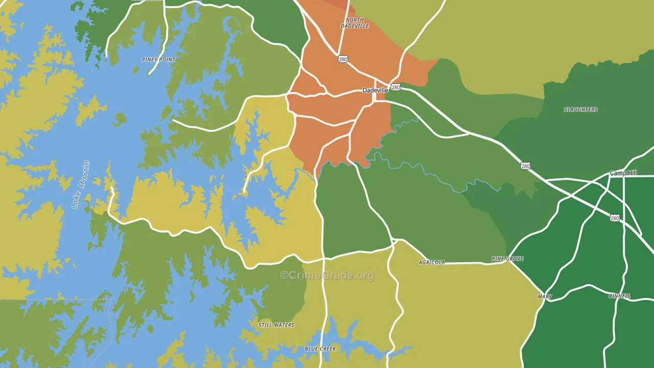 36853, AL Map of Drug-Related Crime Rates