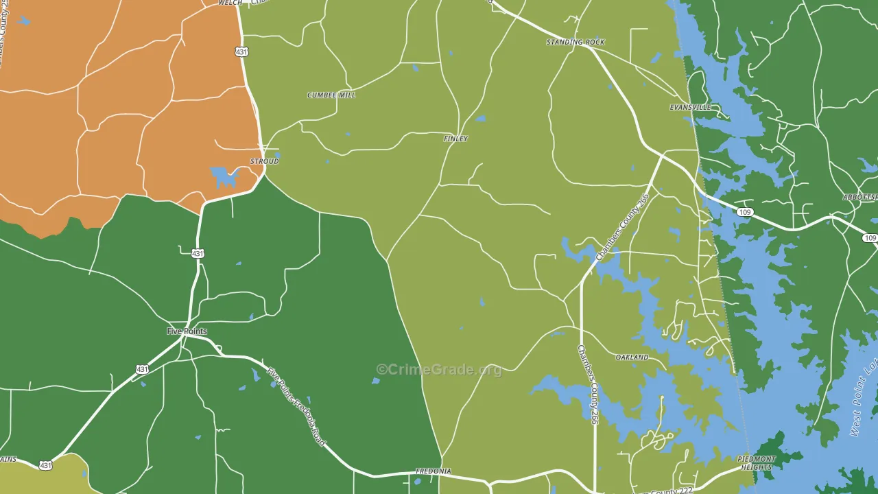 36855, AL Map of Drug-Related Crime Rates