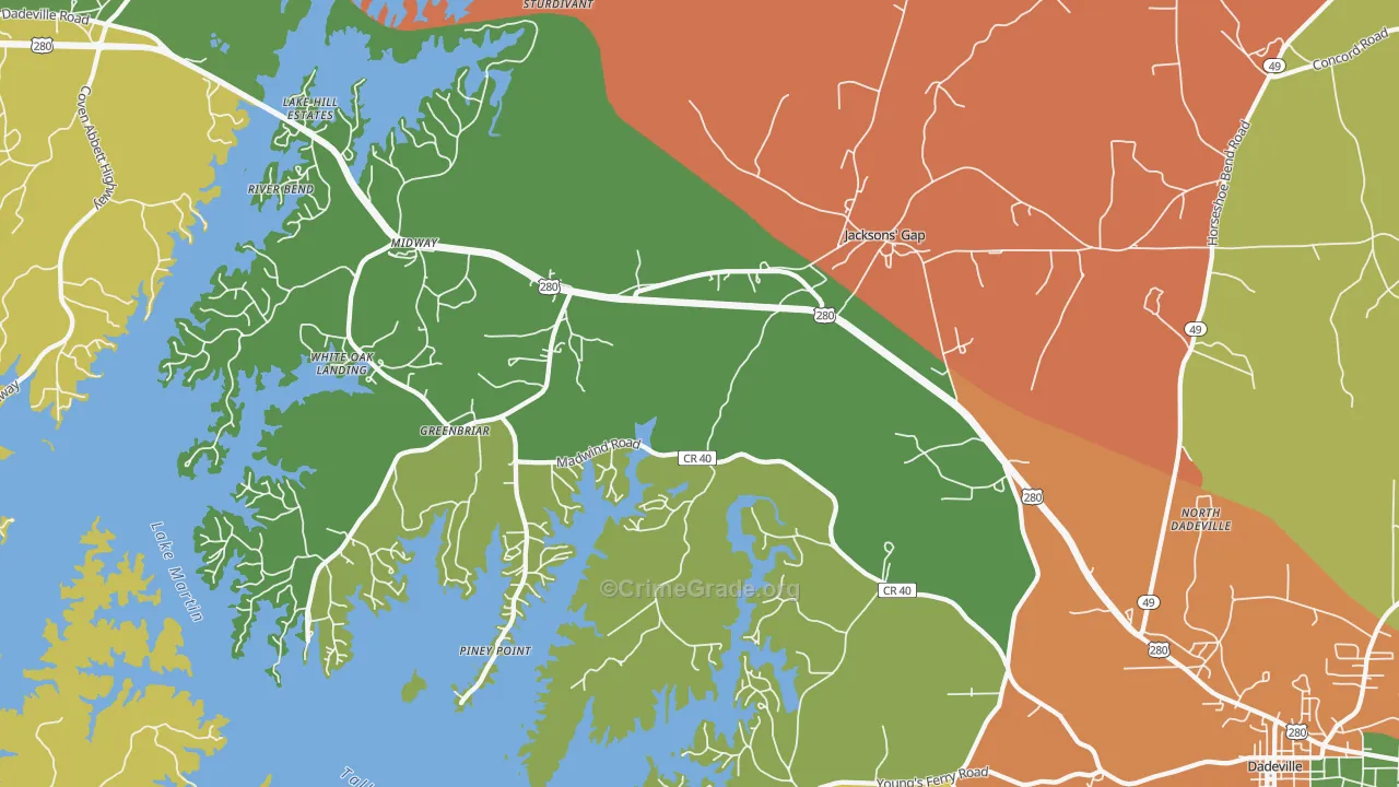36861, AL Map of Drug-Related Crime Rates
