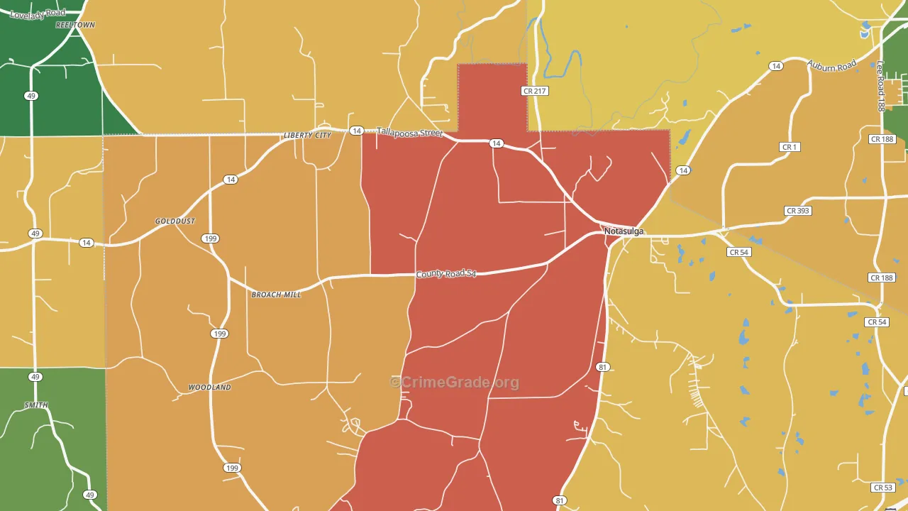 36866, AL Map of Drug-Related Crime Rates