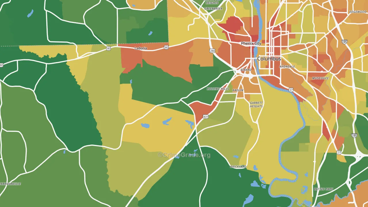 36869, AL Map of Drug-Related Crime Rates