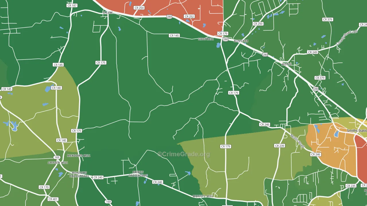 36874, AL Map of Drug-Related Crime Rates