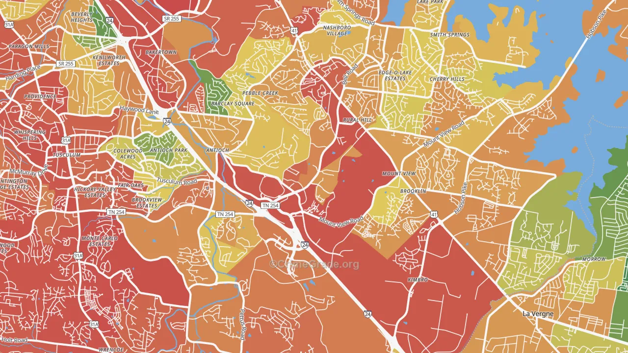 37013, TN Map of Drug-Related Crime Rates